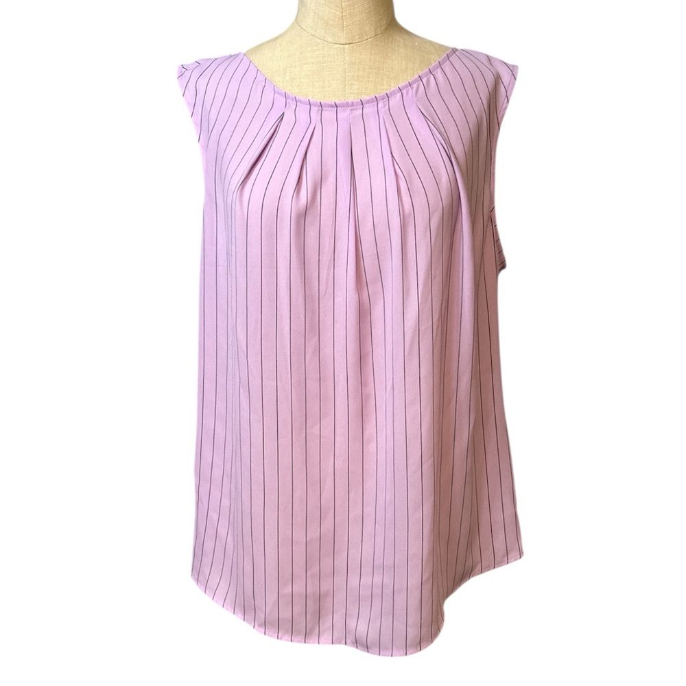 NWT Worthington XXL Pink Lilac Pleated Sleeveless Office Blouse